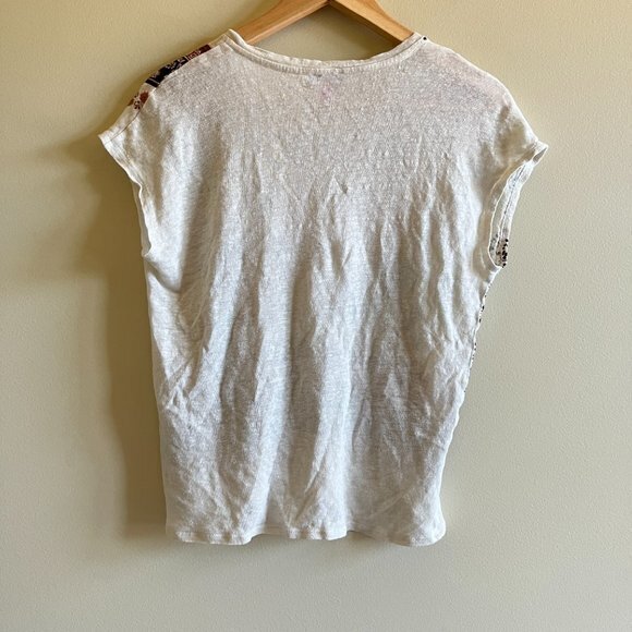 Vince Camuto 100% Linen Top Y2K Retro Bandana Scarf Boho Lagenlook Women's‎ Sz S - Picture 7 of 7